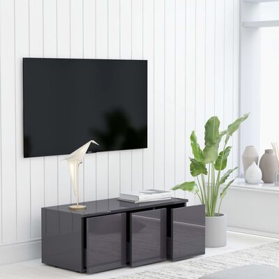 vidaXL TV ormarić visoki sjaj sivi 80 x 34 x 30 cm od iverice