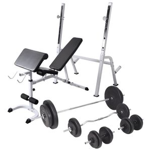 vidaXL Klupa za vježbanje sa stalkom za utege i setom utega 90 kg