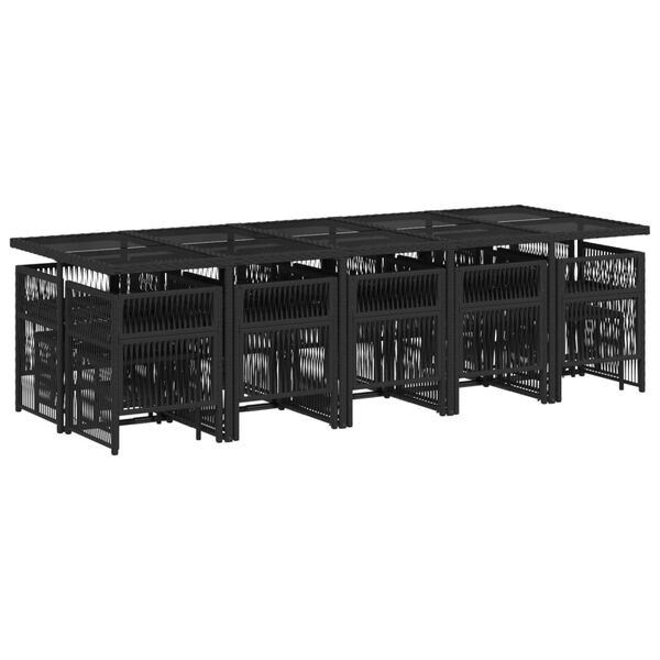 vidaXL 15-dijelni vrtni blagovaonski set s jastucima poliratan crni