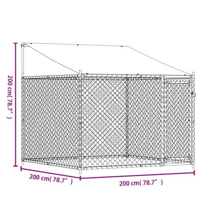 vidaXL Kavez za pse s krovom i vratima sivi 2x2x2 m pocinčani čelik