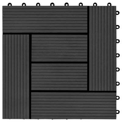 vidaXL Pločice za trijem 22 kom 30 x 30 cm 2 m² WPC crne