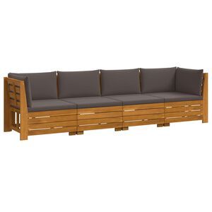 vidaXL Set vanjskih sofa s jastukom 4 Komad Smeđa Čvrsto drvo akacije