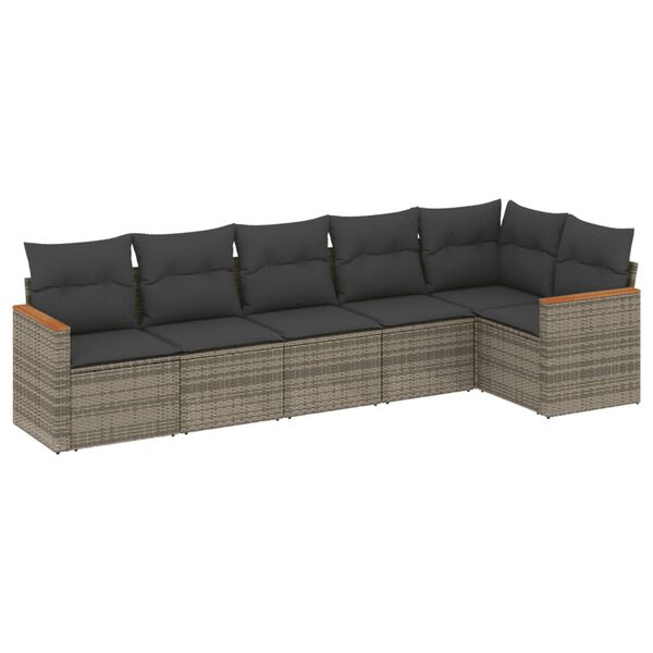 vidaXL 6-dijelni set vrtnih sofa od poliratana s jastucima sivi
