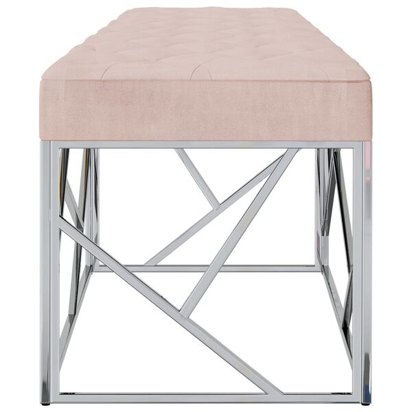 vidaXL Klupa 97 cm ružičasta bar&scaron;unasta tkanina i nehrđajući čelik