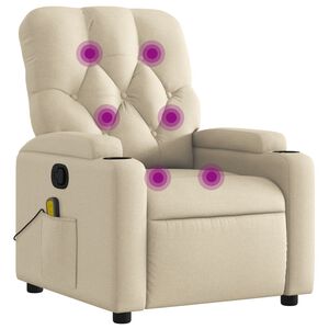 vidaXL Masažna fotelja krem tkanina
