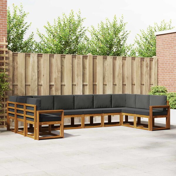 vidaXL Set vanjskih sofa s jastukom 10 pcs Prirodna i antracit
