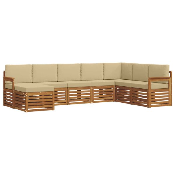 vidaXL Setovi sofa s jastukom 8 pcs Prirodna i bež Čvrsto drvo akacije