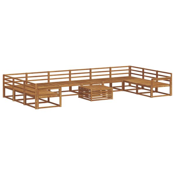 vidaXL Set vanjskih sofa 11 pcs Prirodna Čvrsto drvo akacije