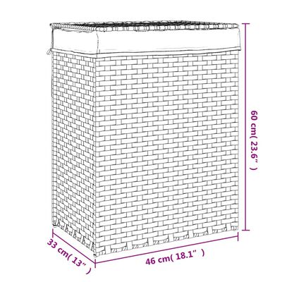 vidaXL Košara za rublje s poklopcem crna 46 x 33 x 60 cm od poliratana