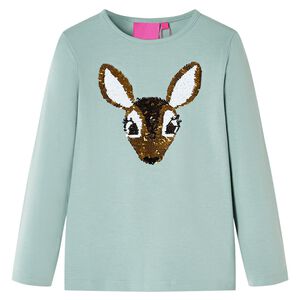 Dječja majica dugih rukava srednja boja mente 116