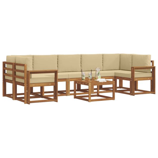 vidaXL Set vanjskih sofa s jastukom 8 pcs Prirodna i bež