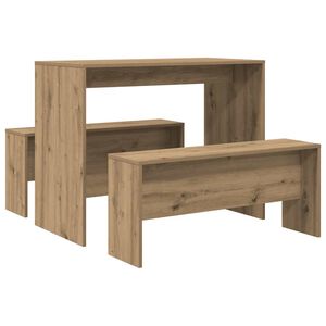 vidaXL 3-dijelni blagovaonski set stola i klupa konstruirano drvo
