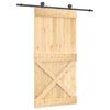 vidaXL Klizna vrata Prirodna i crna 100 x 210 cm Čvrsta borovina
