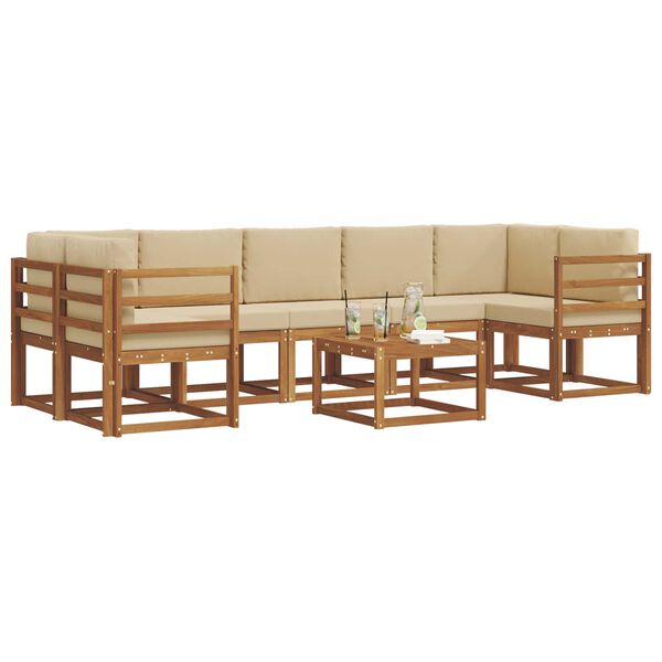 vidaXL Set vanjskih sofa s jastukom 8 pcs Prirodna i bež
