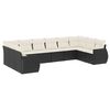 vidaXL 10-dijelni set vrtnih sofa s jastucima crni od poliratana