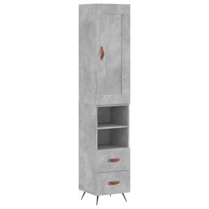 vidaXL Visoka komoda siva betona 34,5x34x180 cm od konstruiranog drva