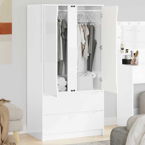vidaXL Cabinet s ladicama Visoki Sjaj Bijeli 79,5 x 49 x 156 cm
