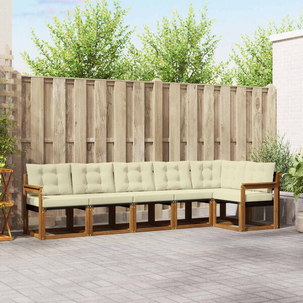 vidaXL Set vanjskih sofa s jastukom 6 pcs Prirodna i krem