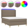 vidaXL Krevet box spring s madracem LED smeđesivi 140x190 cm tkanina