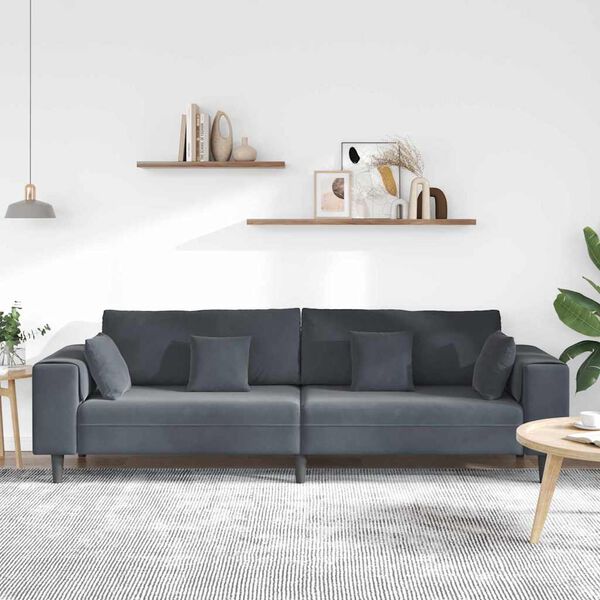 vidaXL Sofa s jastukom Tamno siva 250 x 77 x 76 cm Baršun
