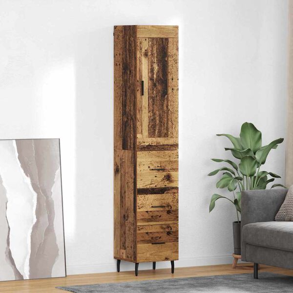 vidaXL Highboard Staro drvo 34,5 x 34 x 180 cm Konstruirano drvo