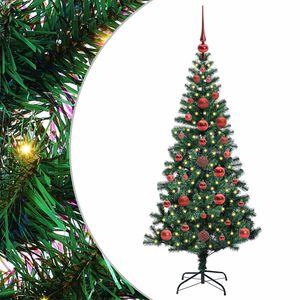 vidaXL Umjetno predsvijetljeno božićno drvce Zelena 120 cm PVC i metal