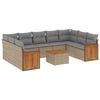 vidaXL 10-dijelni set vrtnih sofa s jastucima bež od poliratana