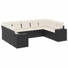 vidaXL 9-dijelni set vrtnih sofa s jastucima crni od poliratana