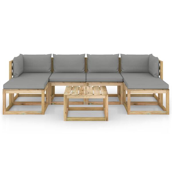 vidaXL 7-dijelna vrtna garnitura od impregnirane borovine s jastucima