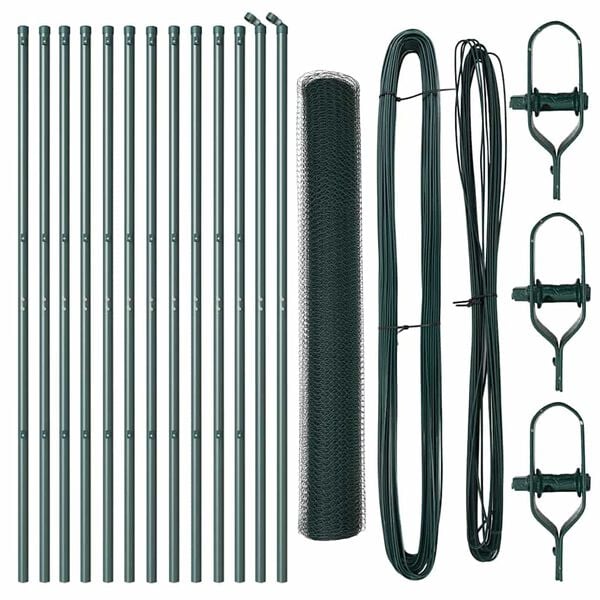 vidaXL Ograda s stupovima Zelena 1.4 x 25 m Čelik prekriven PVC-om