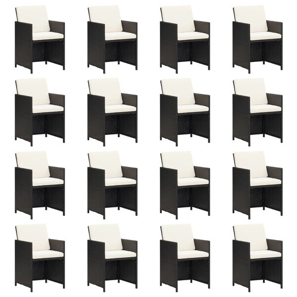 vidaXL 17-dijelni vrtni blagovaonski set s jastucima poliratan crni