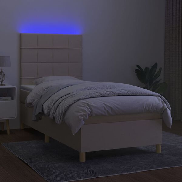 vidaXL Krevet box spring s madracem LED krem 80 x 200 cm od tkanine