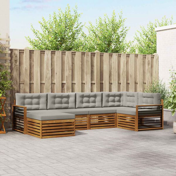 vidaXL Set vanjskih sofa s jastukom 6 pcs Prirodna i svijetlo siva