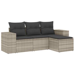 vidaXL 4-dijelni set vrtnih sofa s jastucima svijetlosivi poliratan