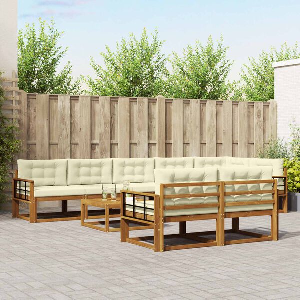 vidaXL Set vanjskih sofa s jastukom 9 pcs Prirodna i krem