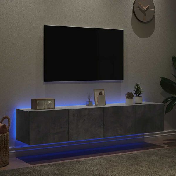 vidaXL Zidni TV ormarići LED 2 kom boja betona 80x35x31 cm