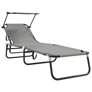 vidaXL Sklopiva ležaljka za sunčanje Siva 190 x 57 x 81 cm oxford
