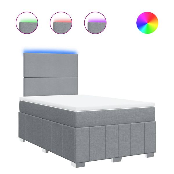 vidaXL Krevet s oprugama i madracem svjetlosivi 120x190 cm od tkanine