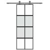 vidaXL Klizna vrata crna 76x205 cm od kaljenog stakla i aluminija