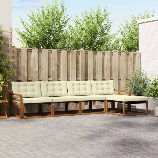 vidaXL Set vanjskih sofa s jastukom 5 pcs Prirodna i krem