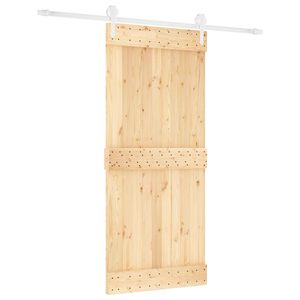 vidaXL Klizna vrata 90 x 210 cm Čvrsta borovina (neobrađena)