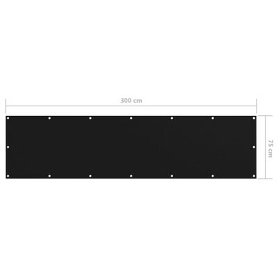 vidaXL Balkonski zastor crni 75 x 300 cm od tkanine Oxford