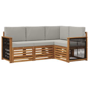 vidaXL Set vanjskih sofa 4 kom. Prirodna i svjetlosiva Poliester