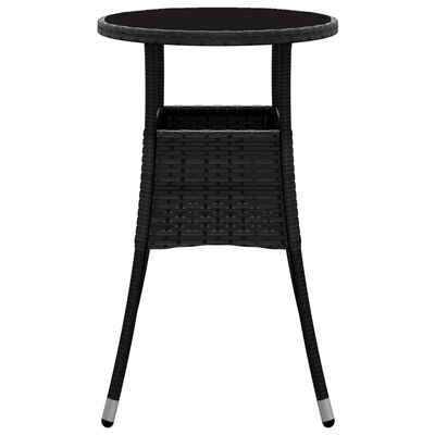 vidaXL Vrtni stol Ø 60 x 75 cm od kaljenog stakla i poliratana crni