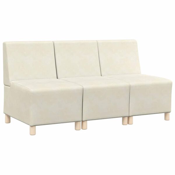vidaXL Modularna sofa bez naslona 3 pcs Krema 55 x 74 x 82 cm Bar&scaron;un