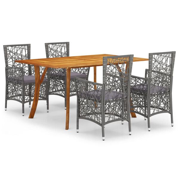 vidaXL 5-dijelni vrtni blagovaonski set sivi