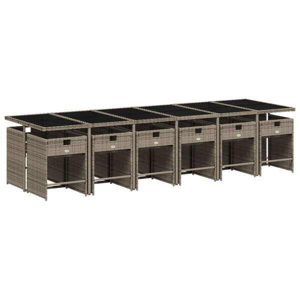 vidaXL 13-dijelni vrtni blagovaonski set s jastucima poliratan sivi