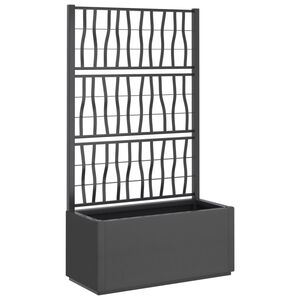 vidaXL Vrtna sadilica s re&scaron;etkom tamnosiva 80 x 36 x 140 cm PP