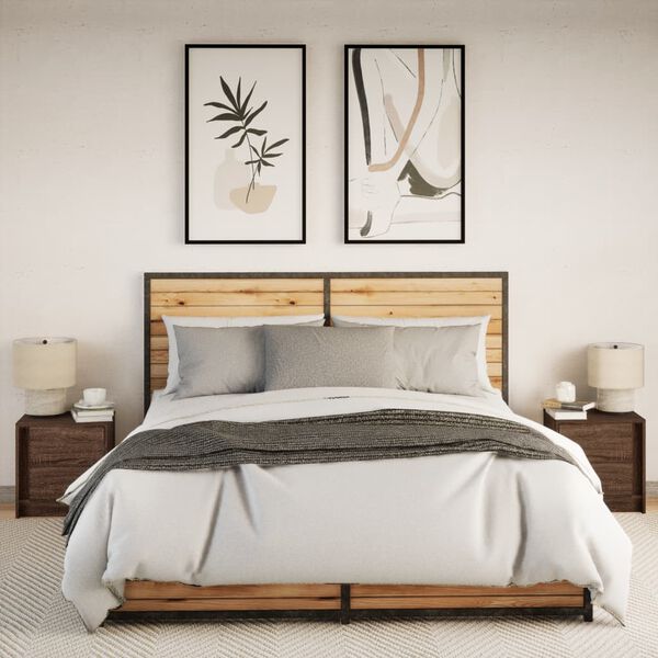 vidaXL Noćni ormarići s LED svjetlima 2 kom boja smeđeg hrasta