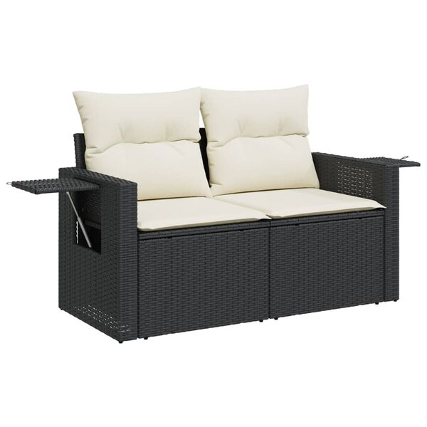 vidaXL 6-dijelni set vrtnih sofa s jastucima crni od poliratana